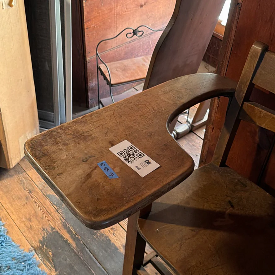 Vintage Wooden School Desk Chair Combination - image 6 of 7