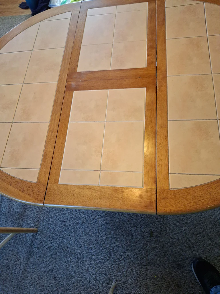 Oval Wooden Dining Table with Tile Inlay Top - image 6 of 7