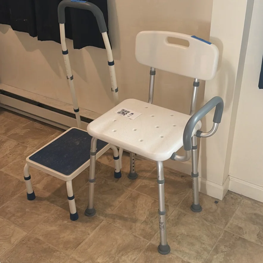 Adjustable Shower Chair and Step Stool with Handle - image 1 of 4