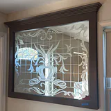 Framed Decorative Etched Glass Panel - thumbnail 1 of 3