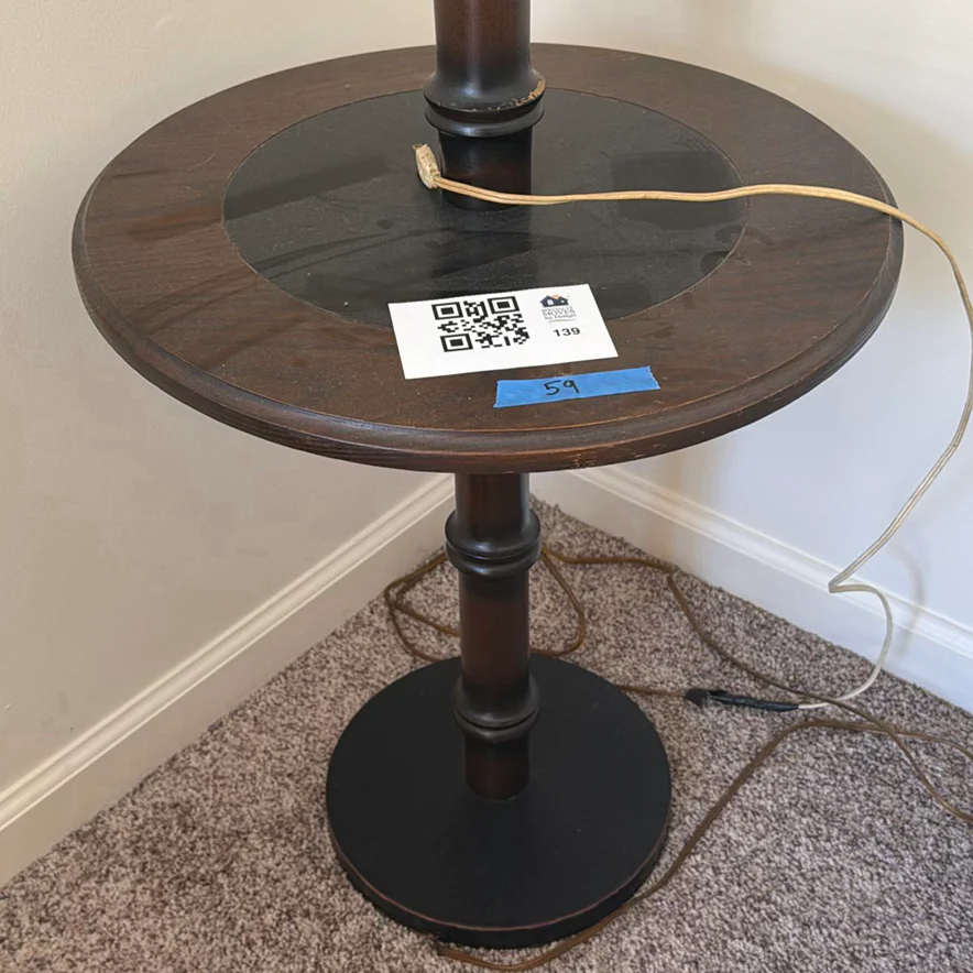 Floor Lamp with Woven Shade and Round Table - image 9 of 10