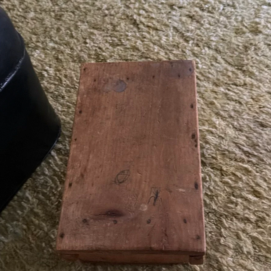 Wooden Side Table, Black Ottoman, and Small Wooden Stool - image 8 of 9
