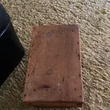 Wooden Side Table, Black Ottoman, and Small Wooden Stool - thumbnail 8 of 9
