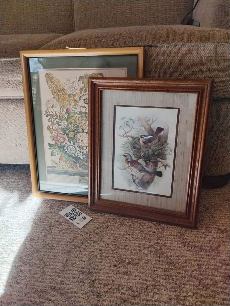 Two Framed Botanical and Bird Prints - image 1 of 7