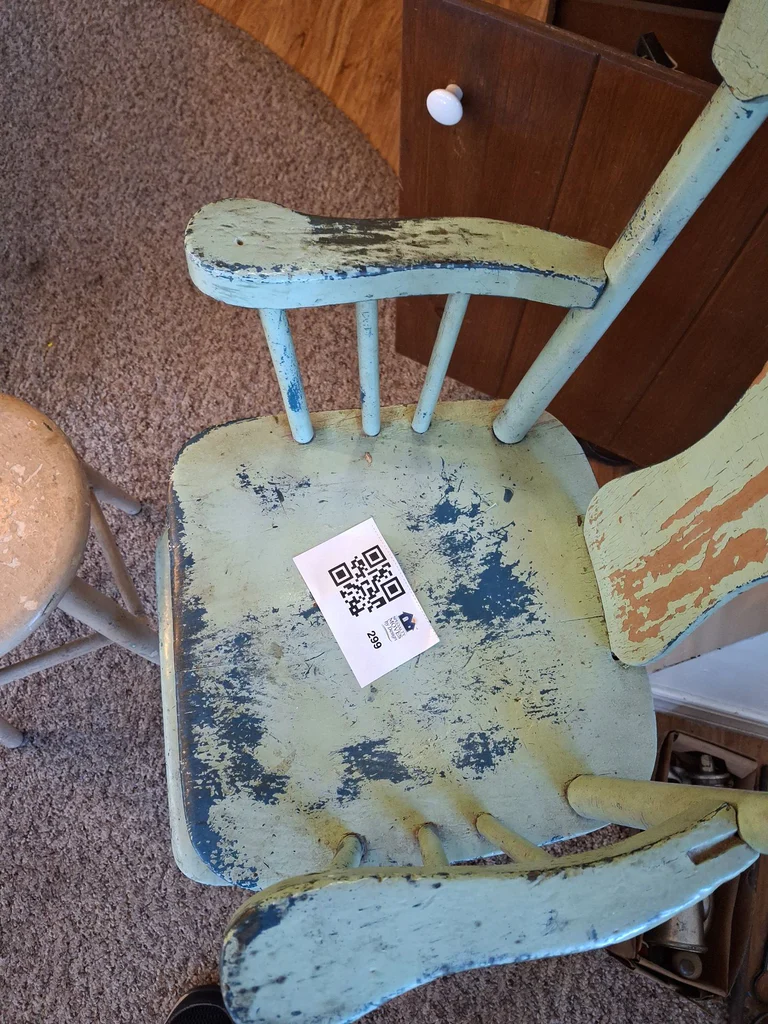 Painted Wooden Child's Chair and Stool - image 6 of 9