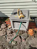 Garden Hose Reel Box with Hose and Sprinkler Attachments - thumbnail 1 of 7