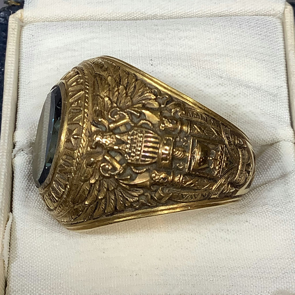 U.S. Naval Academy 1945 Class Ring - 14K & Topaz (17+dwt) - image 6 of 13