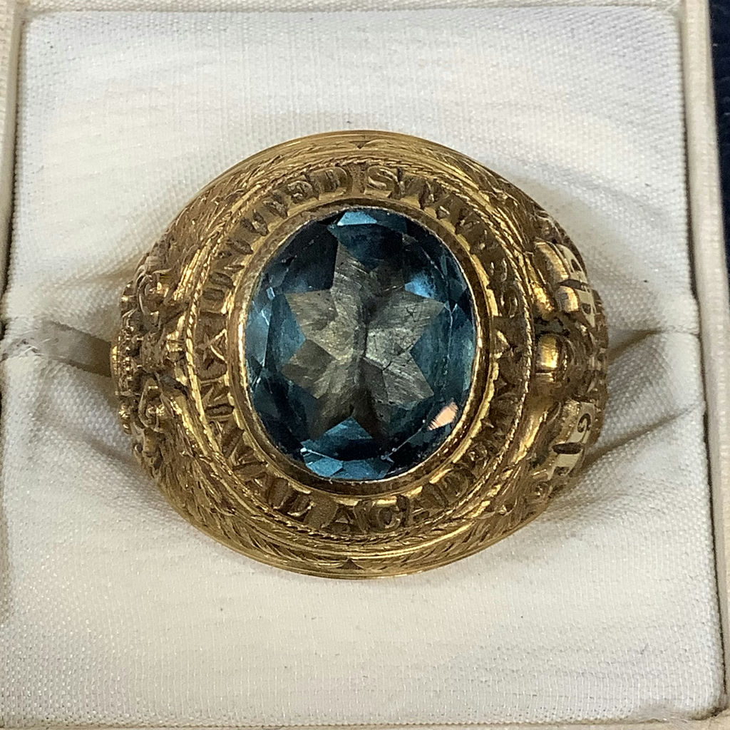 U.S. Naval Academy 1945 Class Ring - 14K & Topaz (17+dwt) - image 4 of 13