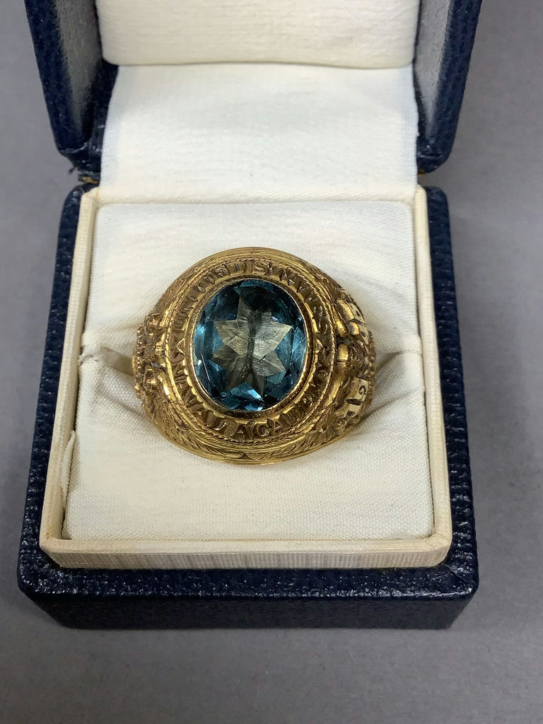 U.S. Naval Academy 1945 Class Ring - 14K & Topaz (17+dwt) - image 3 of 13