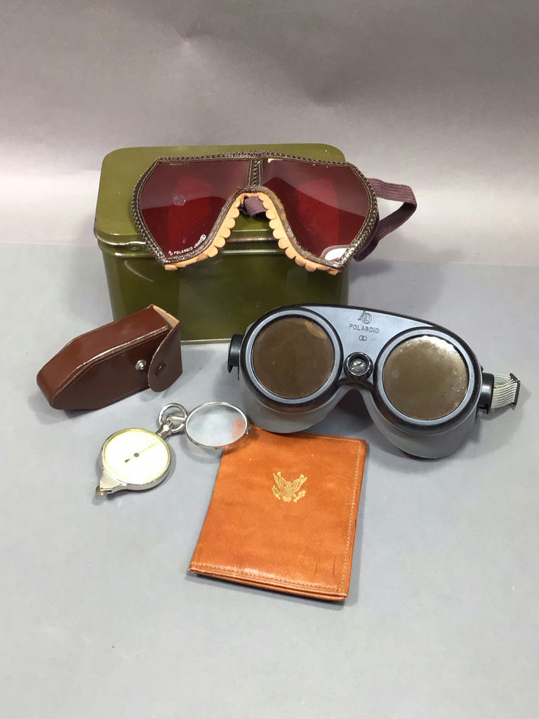 WWII Polaroid Goggles, Compass & Wallet - image 1 of 17