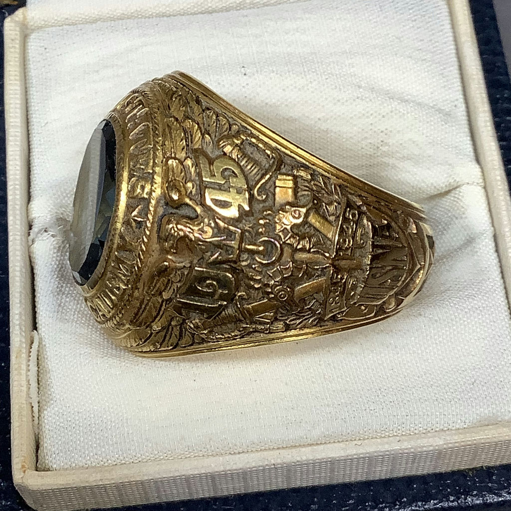 U.S. Naval Academy 1945 Class Ring - 14K & Topaz (17+dwt) - image 5 of 13