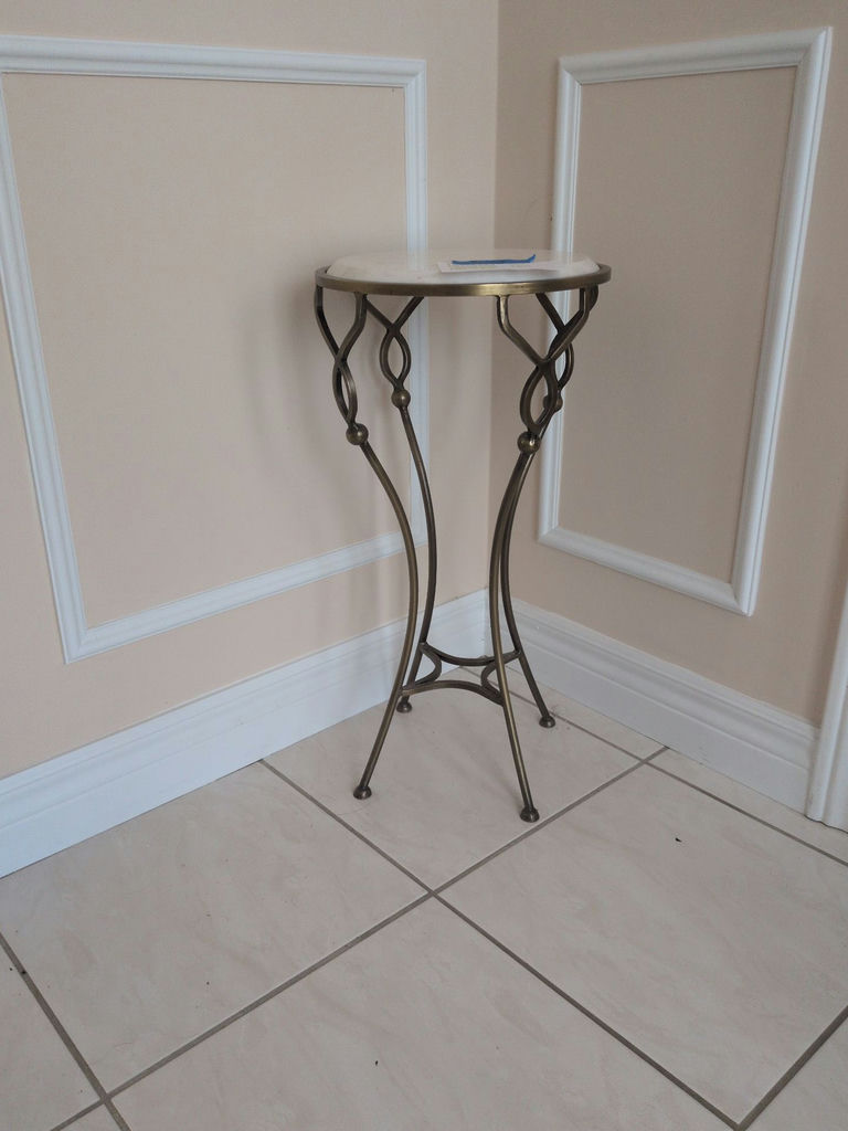 Metal Pedestal Accent Table with Round Marble Top - image 2 of 4