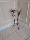 Metal Pedestal Accent Table with Round Marble Top - thumbnail 2 of 4