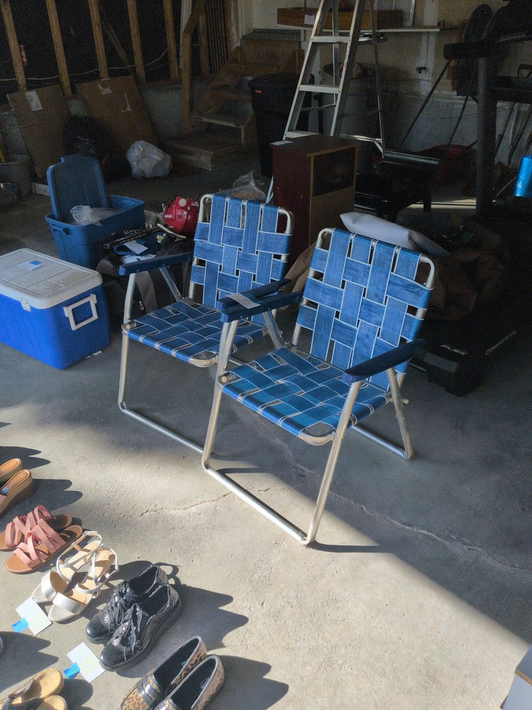 Pair of Blue Folding Lawn Chairs - image 1 of 6