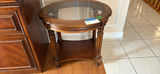 Wood and Glass Oval Side Table - thumbnail 1 of 5