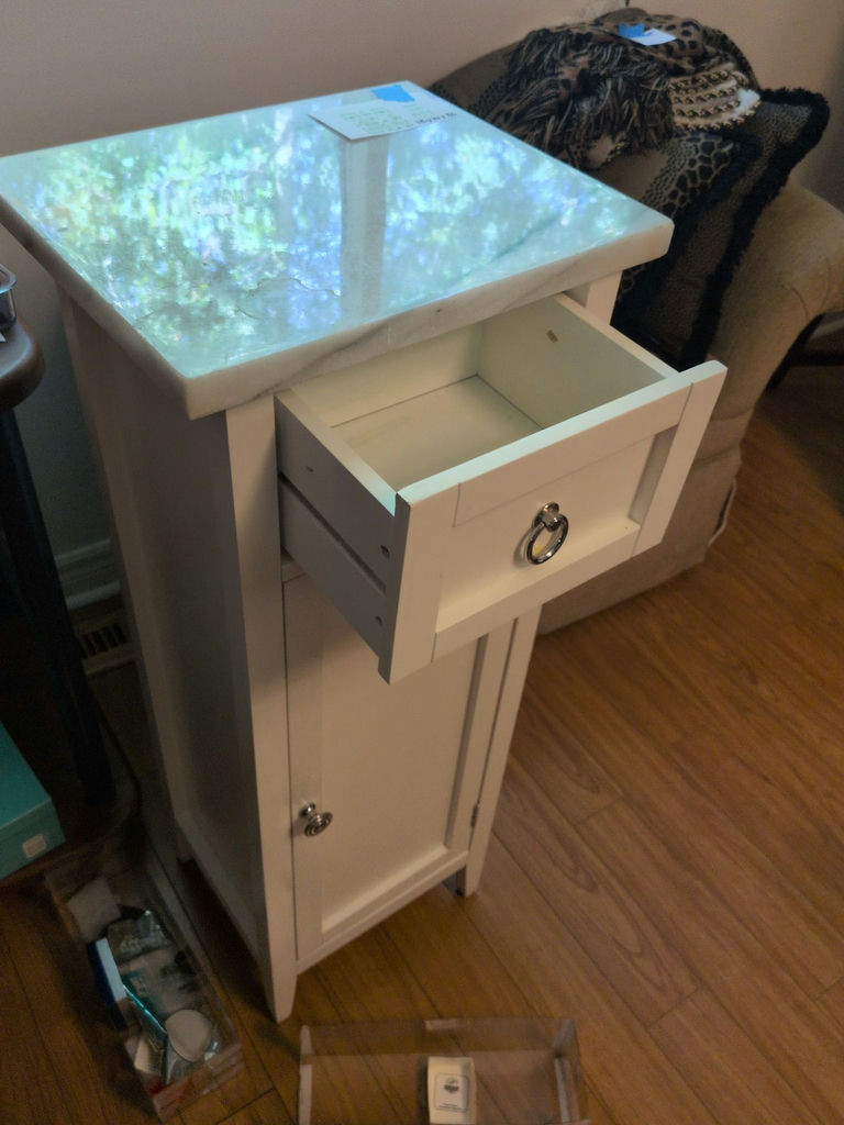 White Bathroom Storage Cabinet with Faux Marble Top - image 3 of 6