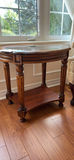 Round Wood Side Table with Glass Top - thumbnail 3 of 3