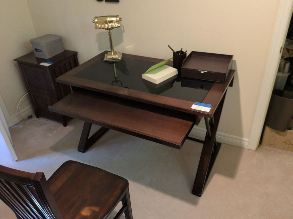 Wood and Glass Office Desk - image 4 of 5