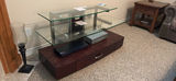 Glass TV Stand with Wooden Base - thumbnail 1 of 4