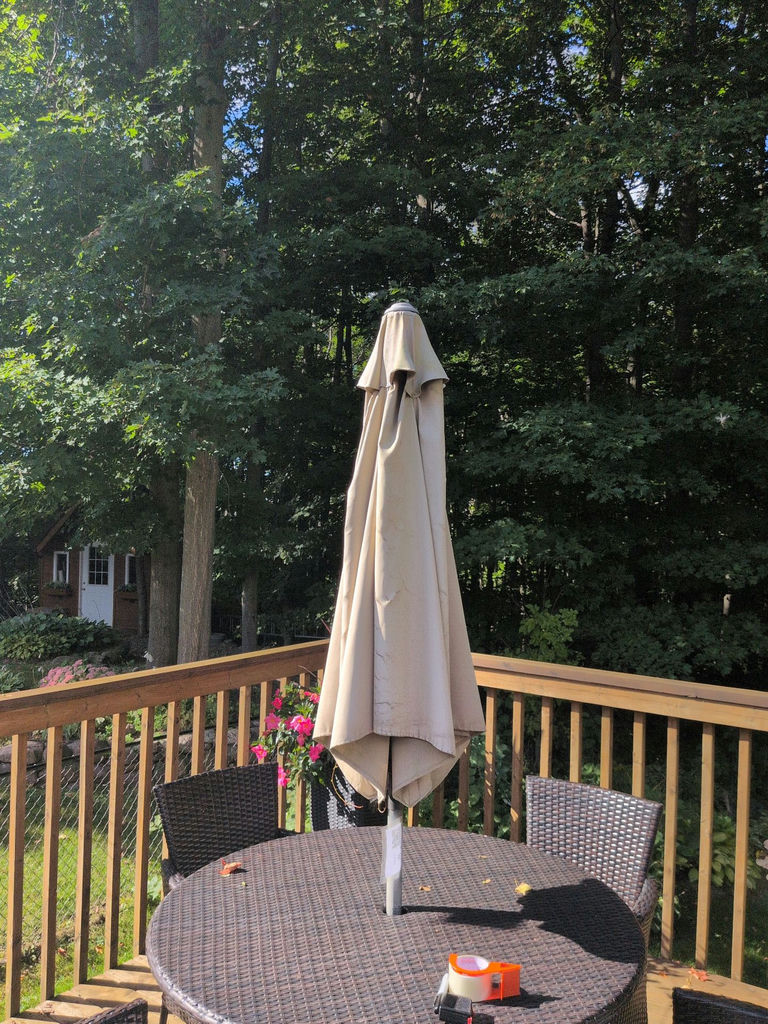 Outdoor Patio Umbrella And Base. - image 1 of 6