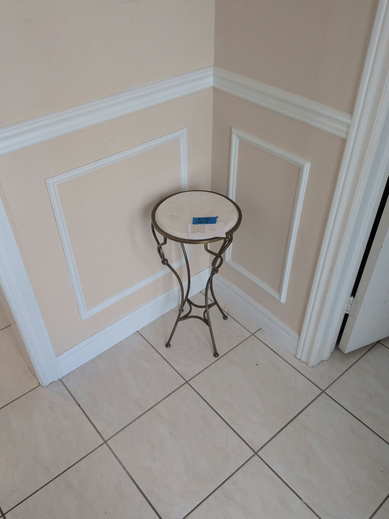Metal Pedestal Accent Table with Round Marble Top - image 1 of 4
