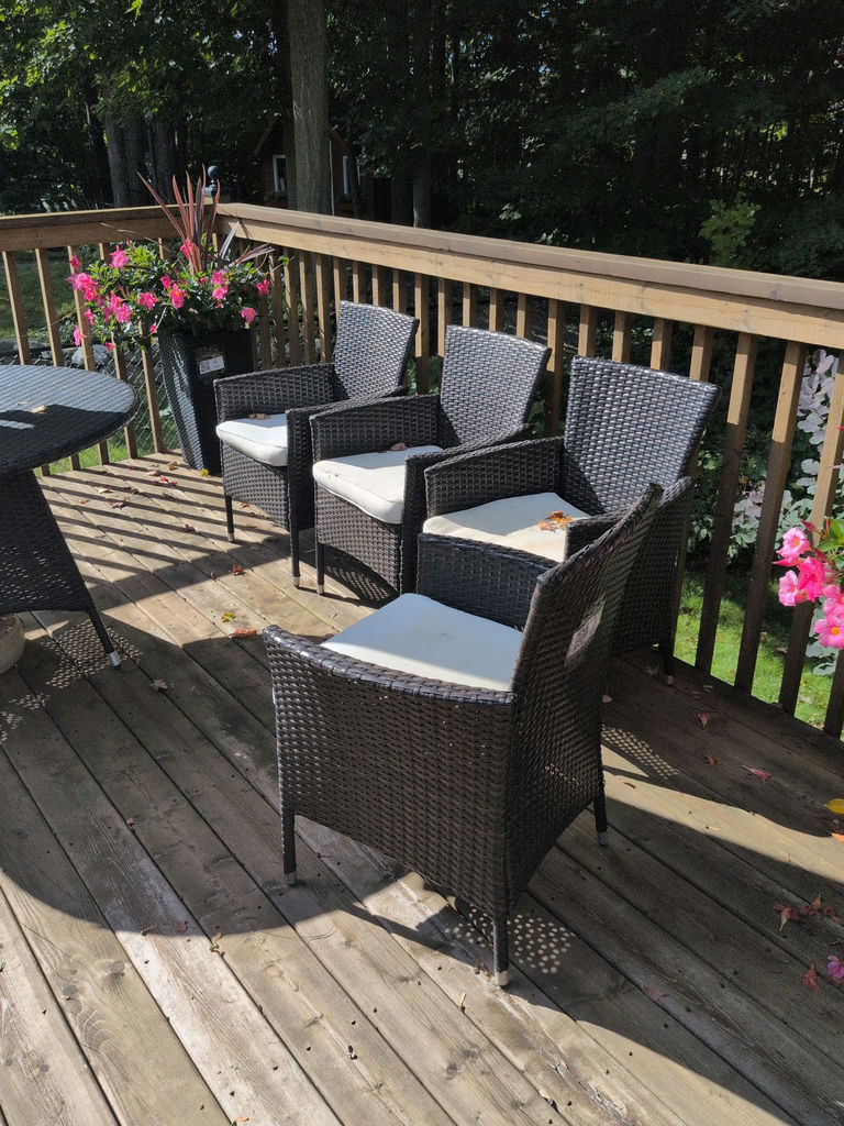 Set of Four Wicker Patio Chairs with Cushions - image 1 of 6