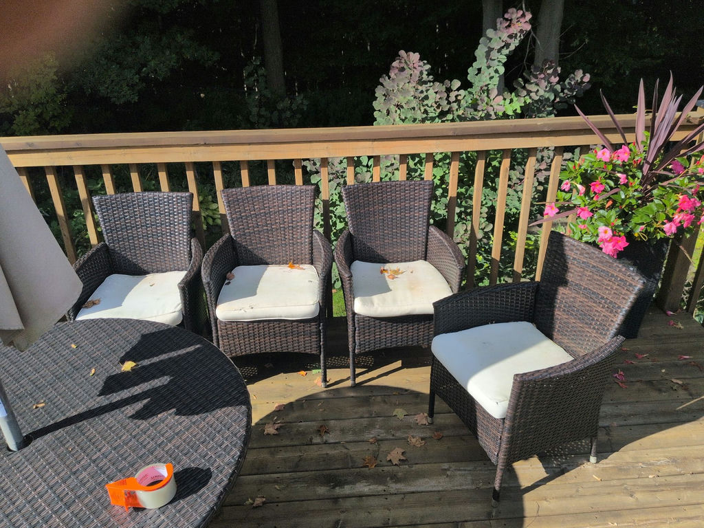 Set of Four Wicker Patio Chairs with Cushions - image 3 of 6