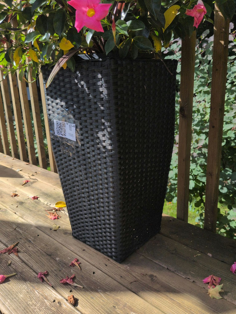 Black Wicker Planter with Pink Flower Arrangement - image 3 of 4