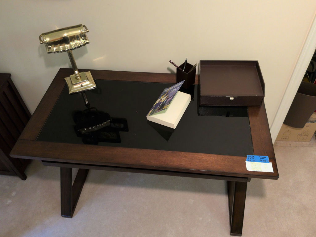 Wood and Glass Office Desk - image 5 of 5