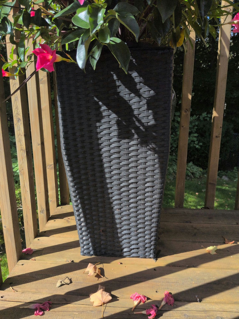 Tall Black Wicker Planter with Flower Arrangement - image 2 of 4