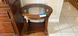 Wood and Glass Oval Side Table - thumbnail 4 of 5