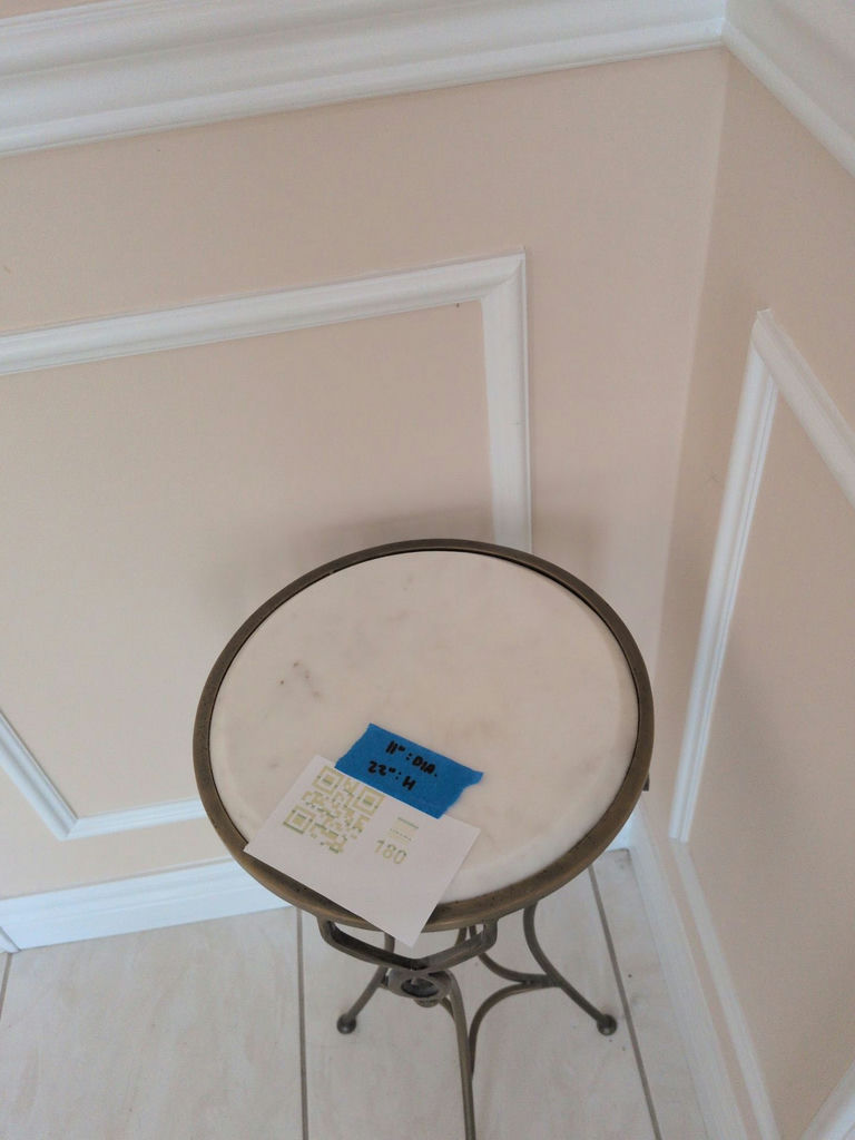Metal Pedestal Accent Table with Round Marble Top - image 3 of 4