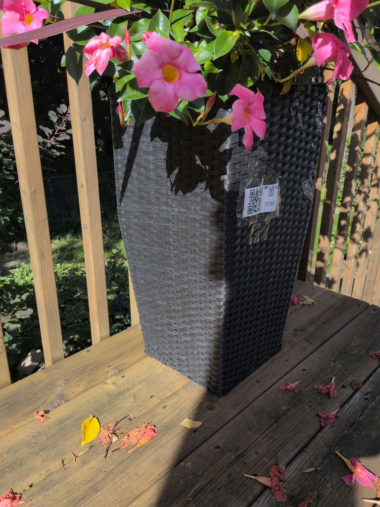 Black Wicker Planter with Pink Flower Arrangement - image 2 of 4