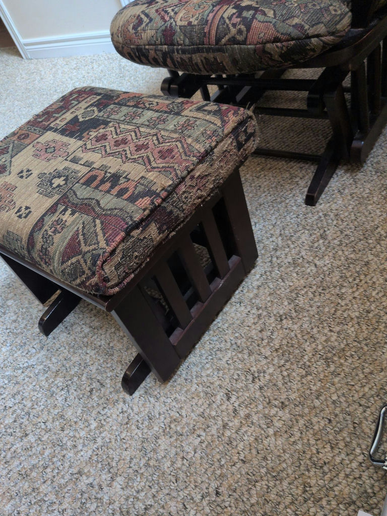 Wooden Glider Rocking Chair with Upholstered Ottoman - image 9 of 9