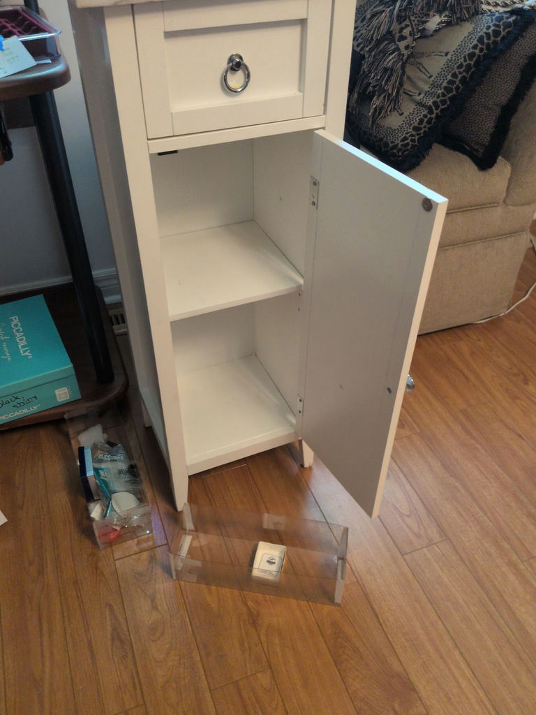 White Bathroom Storage Cabinet with Faux Marble Top - image 4 of 6