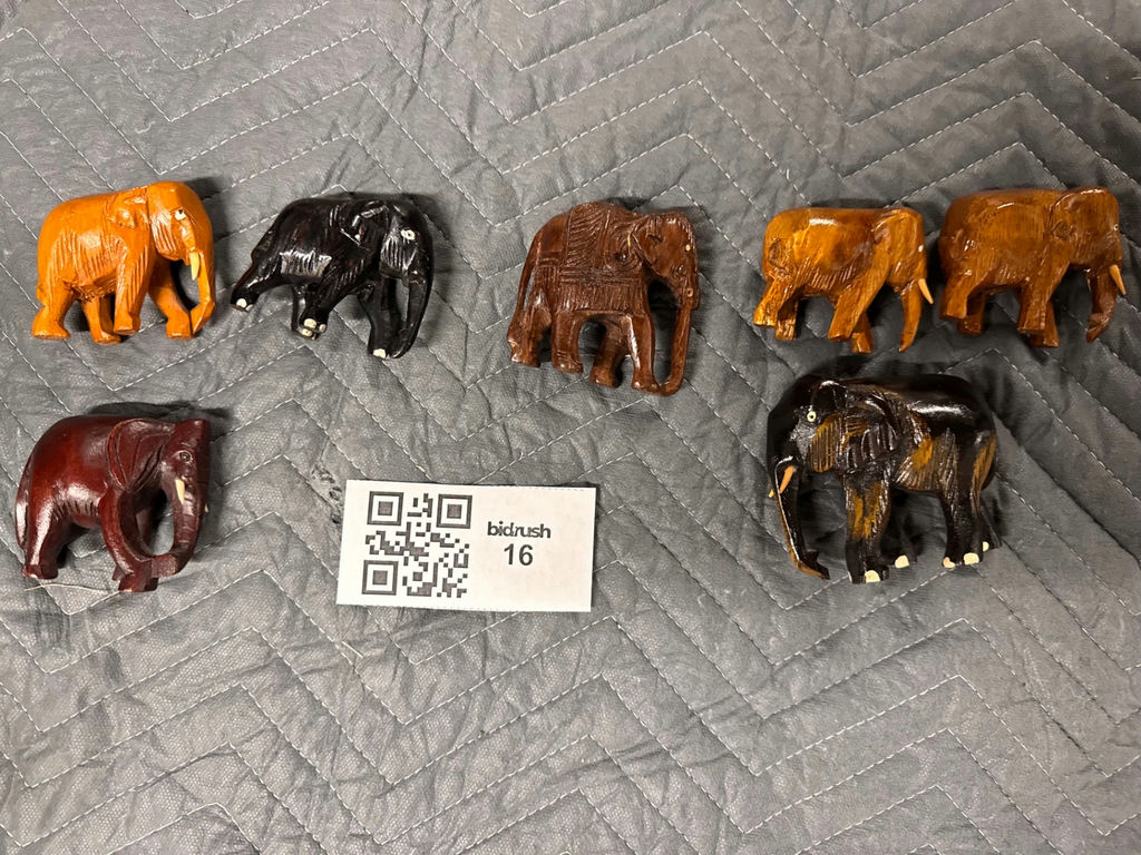 Set of Hand-Carved Elephant Figurines - image 1 of 9
