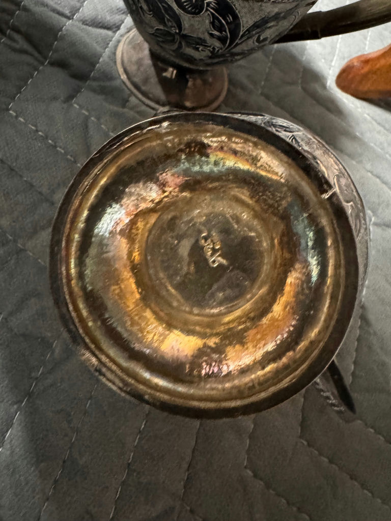 Engraved Metal Tea Service Set with Tray - image 13 of 14
