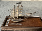 Sterling silver ship model on carved wooden base - thumbnail 3 of 3