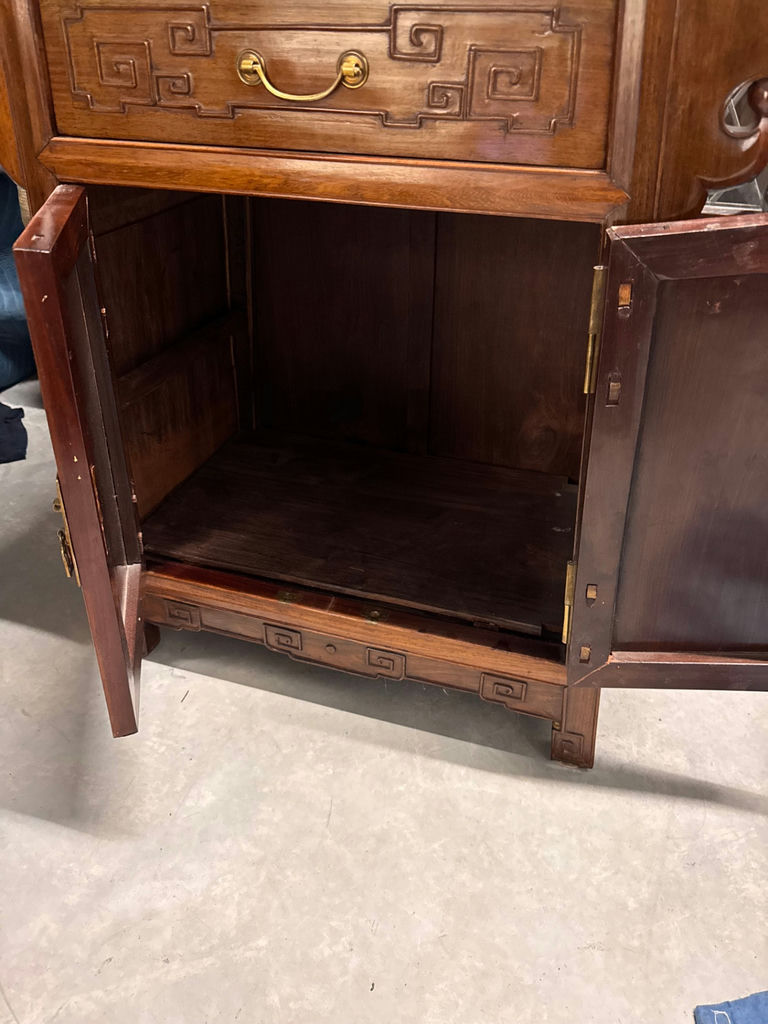 Made in Singapore. Wooden cabinet with top drawer and two paneled doors - image 5 of 6