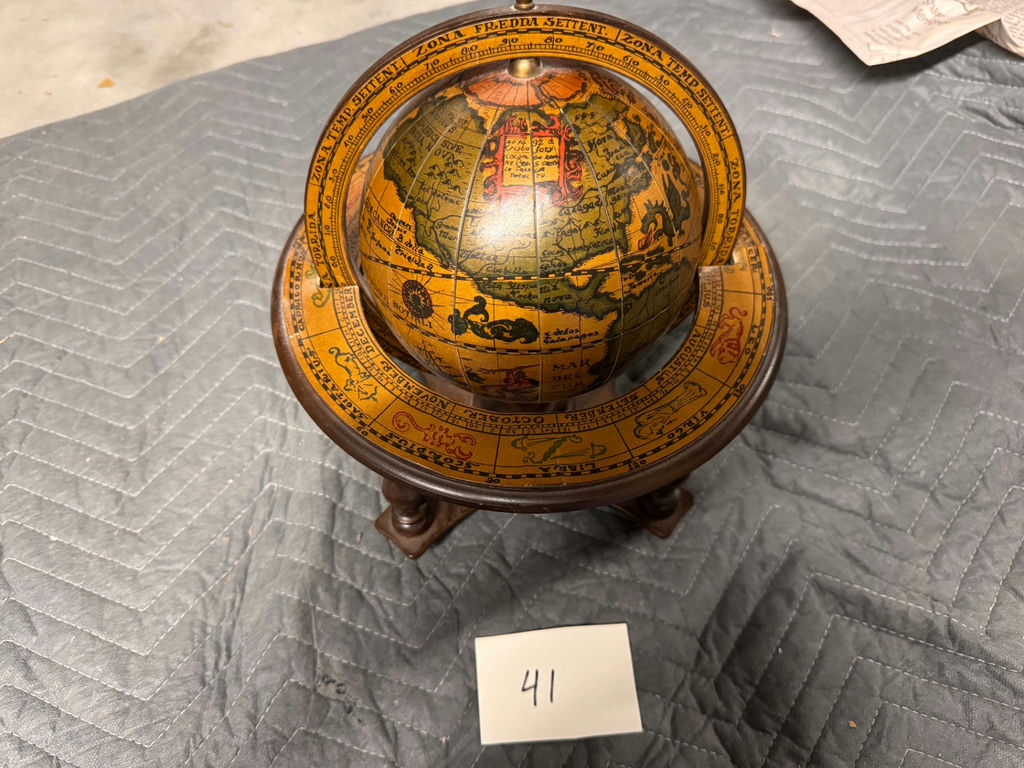 Antique-style terrestrial globe on wooden pedestal - image 1 of 4