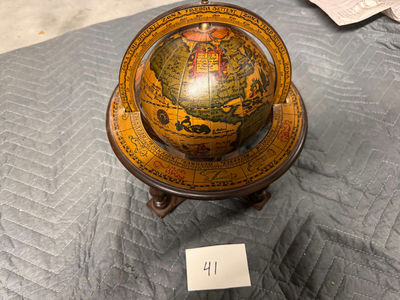 Antique-style terrestrial globe on wooden pedestal - Image 1 of 4