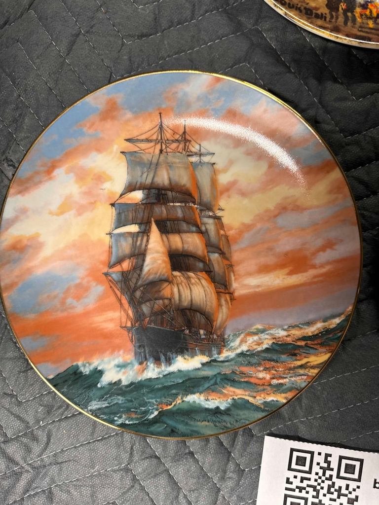 Three Decorative Collector Plates with Ship and Paris Scenes - image 2 of 5