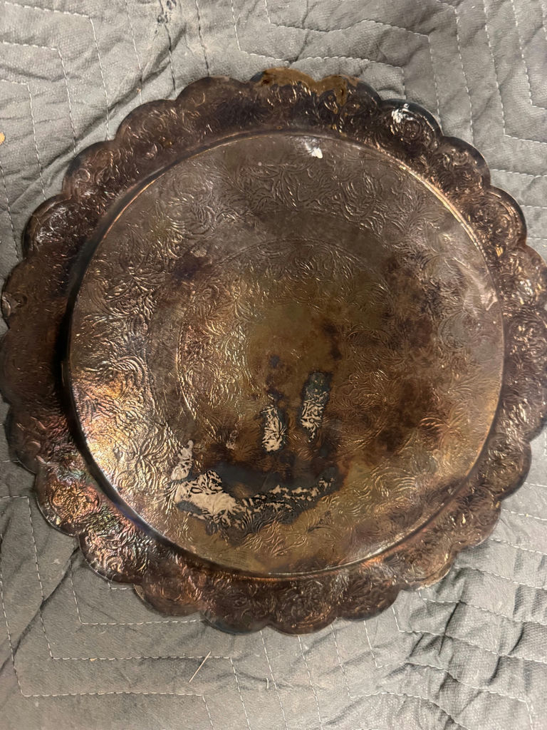 Engraved Metal Tea Service Set with Tray - image 14 of 14