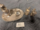 Decorative Metal Tray with Shaker and Two Rickshaw Figurines - thumbnail 1 of 9