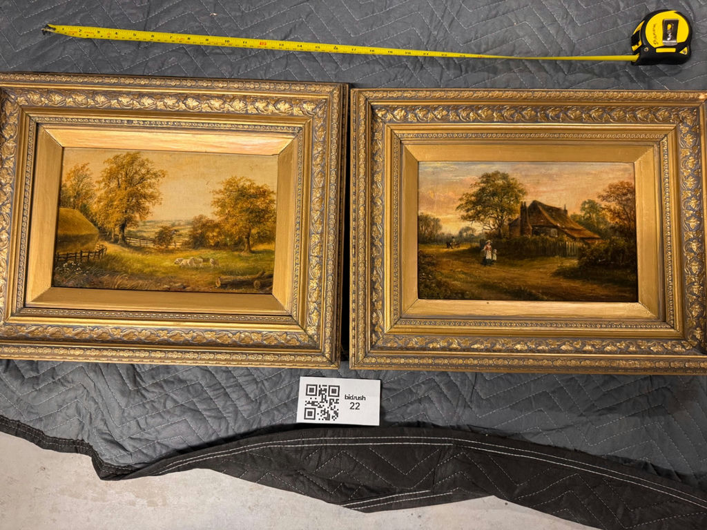 Two landscape paintings in ornate gilded frames - image 1 of 3