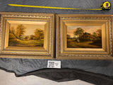 Two landscape paintings in ornate gilded frames - thumbnail 1 of 3
