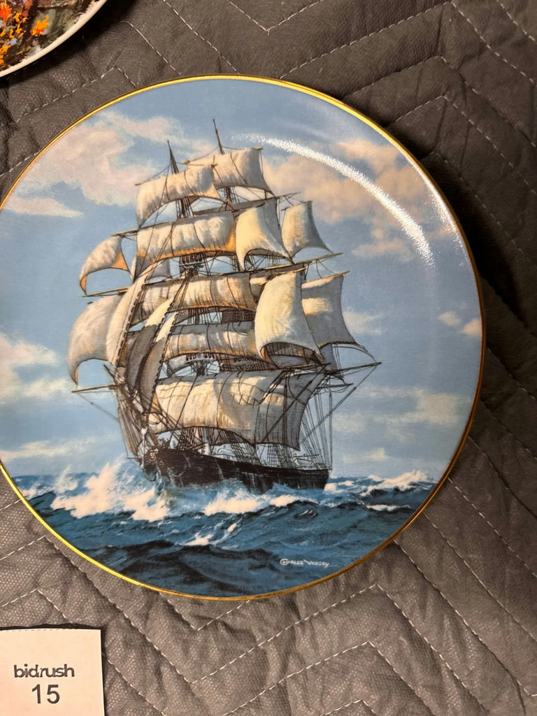 Three Decorative Collector Plates with Ship and Paris Scenes - image 3 of 5