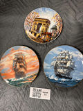 Three Decorative Collector Plates with Ship and Paris Scenes - thumbnail 1 of 5
