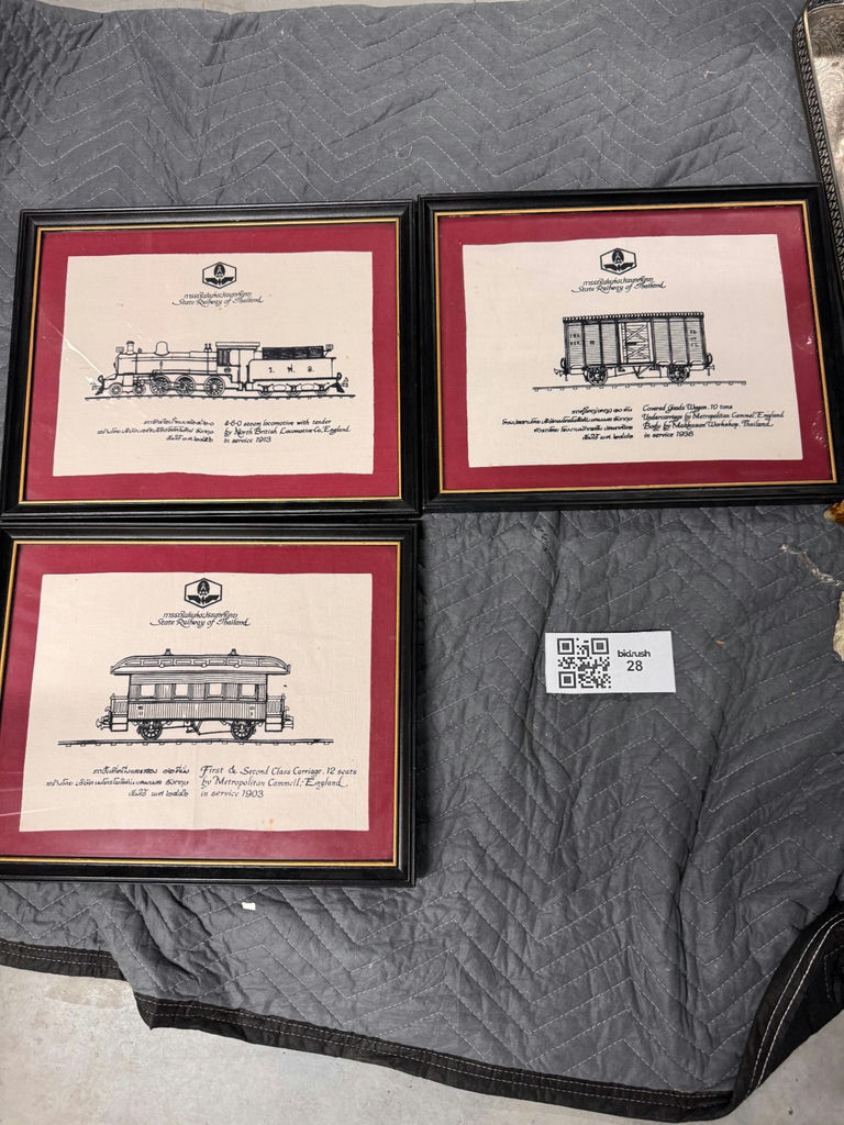 Framed State Railway of Thailand locomotive illustrations - image 1 of 4