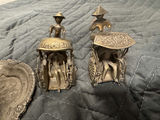 Decorative Metal Tray with Shaker and Two Rickshaw Figurines - thumbnail 4 of 9